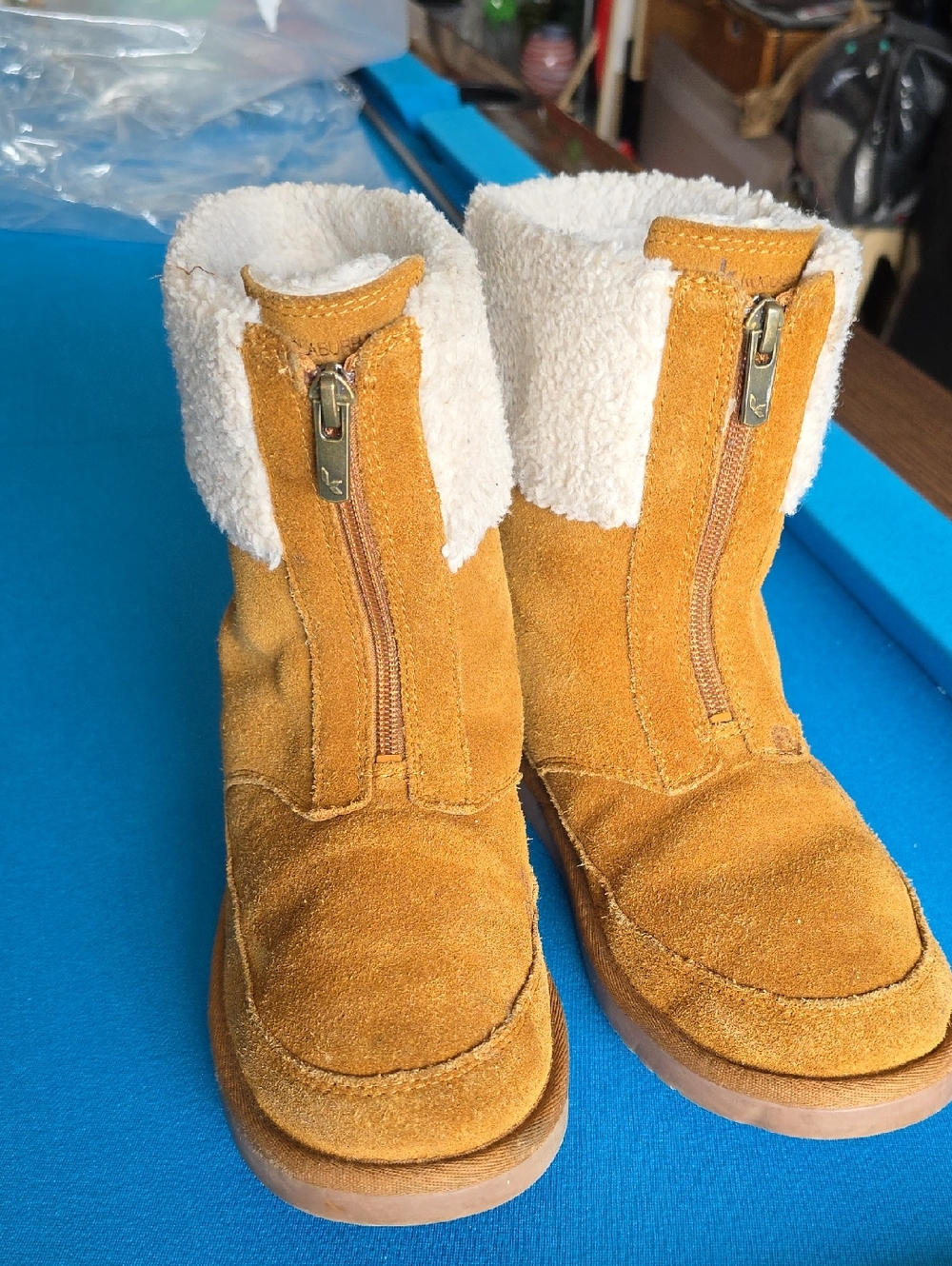 Koolaburra Mustard Suede Shearling Zip Boots